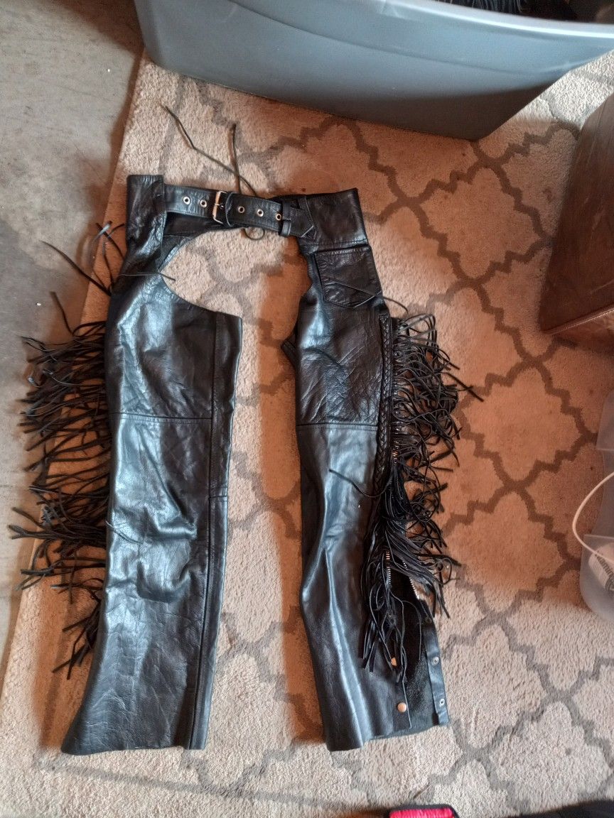 Women's Fringed Leather Chaps XS