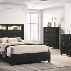 Cadence Black LED Panel Bedroom Set