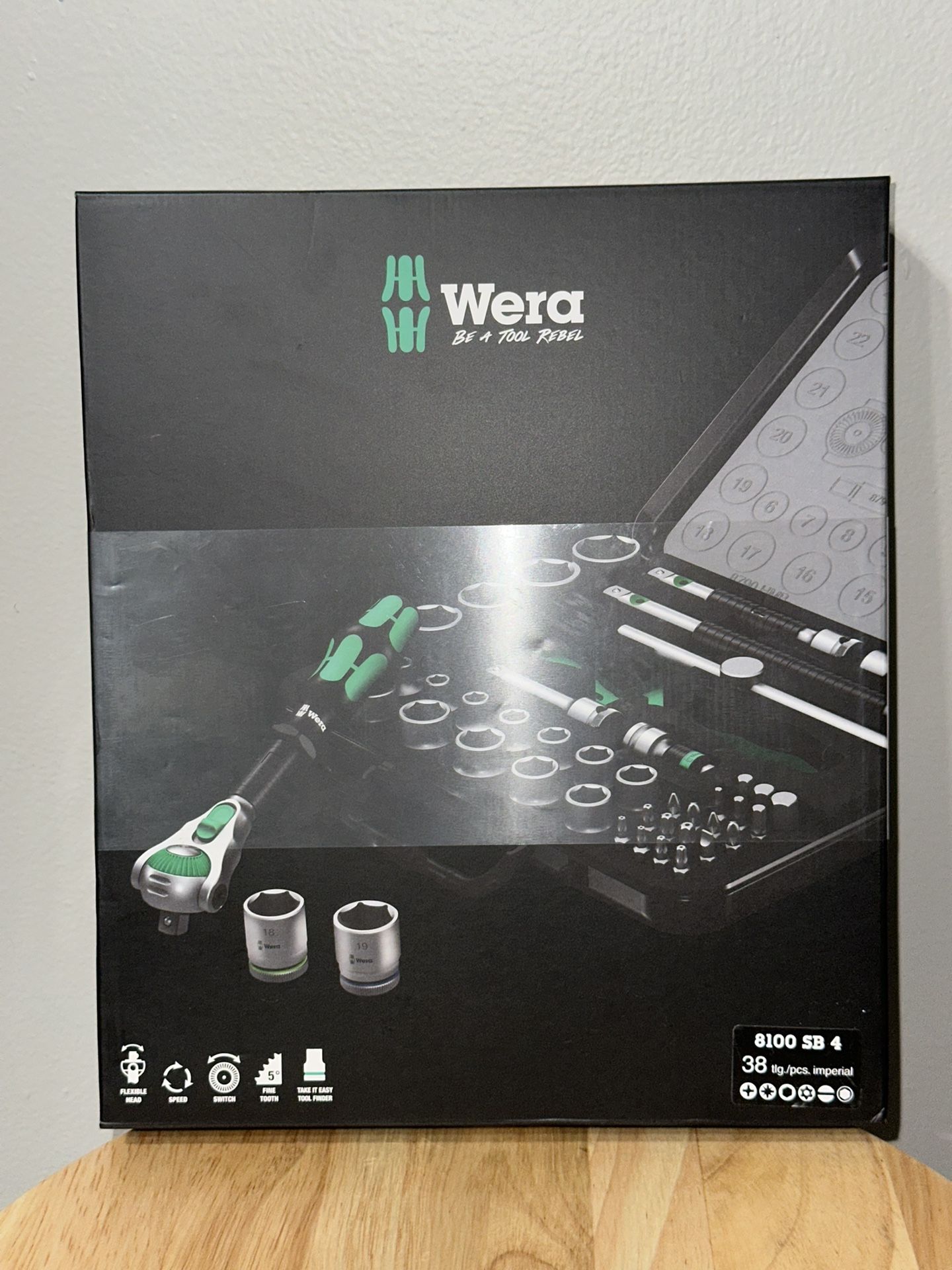 Wera 8100 SB 4 Zyklop Socket Wrench Set 3/8" Drive SAE 38 Pieces 05003596001