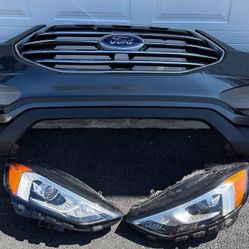 GRAY FORD EDGE FRONT BUMPER ORIGINAL 2019 2020 2021 2022 2023 2024 2025 LEFT HEADLIGHTS RIGHT