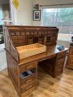 Antique Solid Oak Rolltop Desk