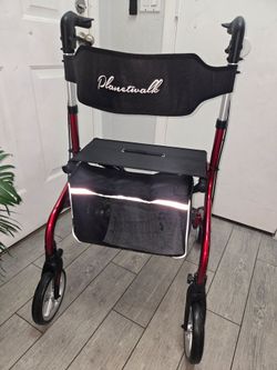 Rollator Walker, Foldable Rolling Walker with Seat and 8" Rubber Wheels for All Terrain, andador, caminador