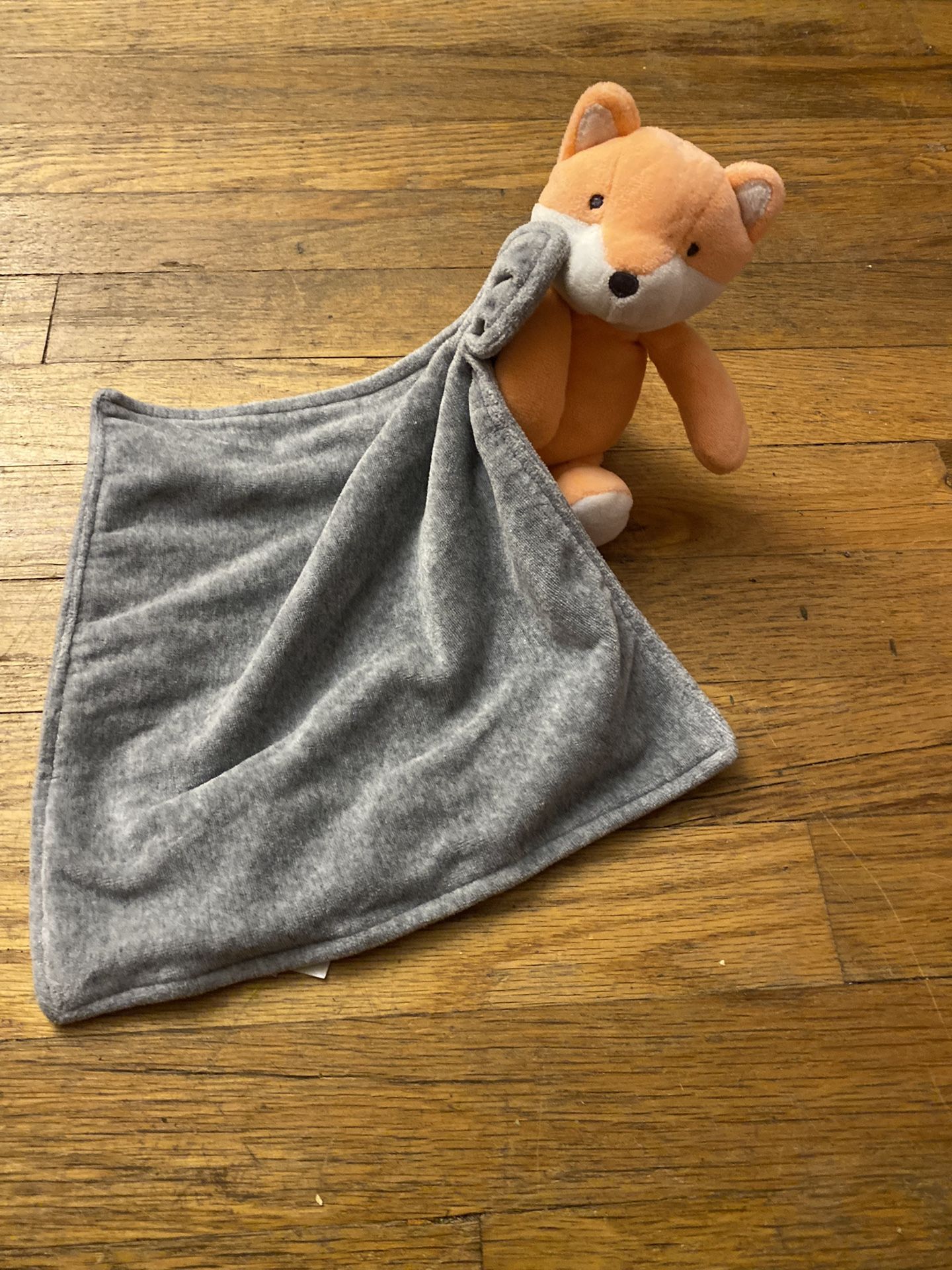 Carters Orange Fox Lovey Security Blanket 10.5 x 10.5" Rattle Inside Baby Toy!