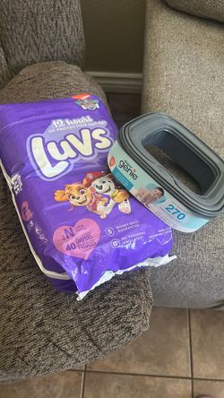 Luvs Size N Diapers and Diaper Genie Refill
