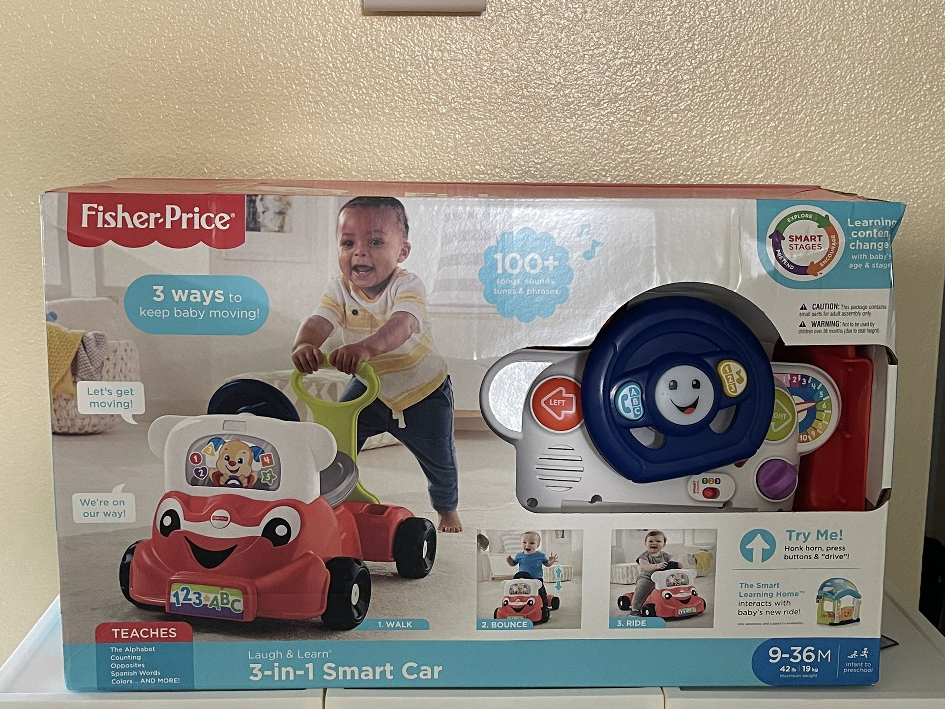 Fisher-Price Laugh & Learn 3-in-1 Smart Car Interactive Infant  New fisher price 3 in 1 smart car walker 