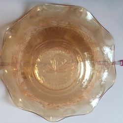 Vintage Orange Carnival Glass Ruffled Edge 10” Bowl 
