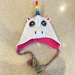 LISA FRANK Markie Unicorn Beanie Hat Rainbow Mohawk Tassels Knit One Size