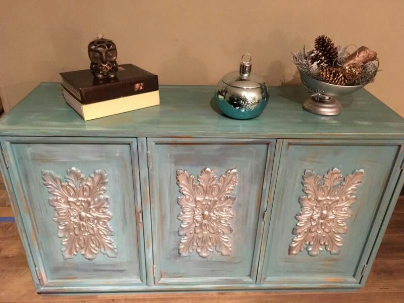 Turquoise dresser or cabinet