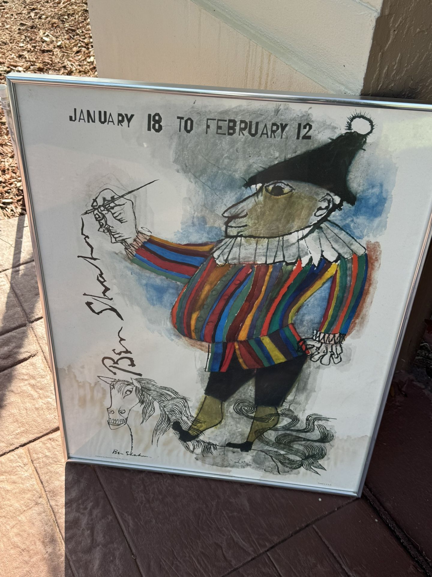 BEN SHAHN POSTER JANUARY 18 TO FEBRUARY 12 1955 DOWNTOWN GALLERY JESTER ON HORSE