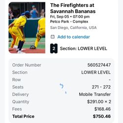 2 Savana Banana Tickets Lower Level 