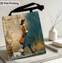 Canvas Tote Bag with Illustrated Print