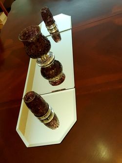 Candle set with mirror glass runner