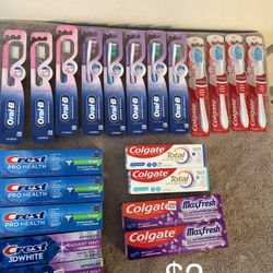 Toothpaste/toothbrushes