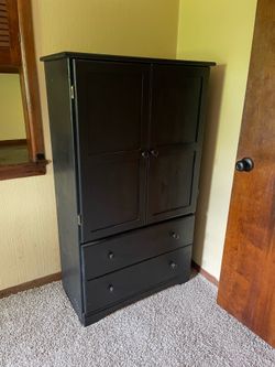 Black Wood Armoire Wardrobe w/Drawers (4 feet high x 2.5 feet length)