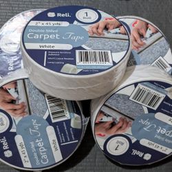 5 Packs Reli. Carpet Tape | 2" x 45 Yards (Bulk Value) | Double Sided Carpet Tape for Hardwood Floors | Heavy Duty Keeps Rug in Place | Indoor/Outdoor