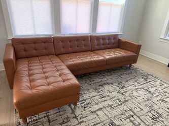IKEA - MORABO Sectional, 4-seat with chaise, Grann/Bomstad golden brown/metal