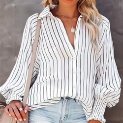 Pin Stripe Button Up Tunic  4XL - New