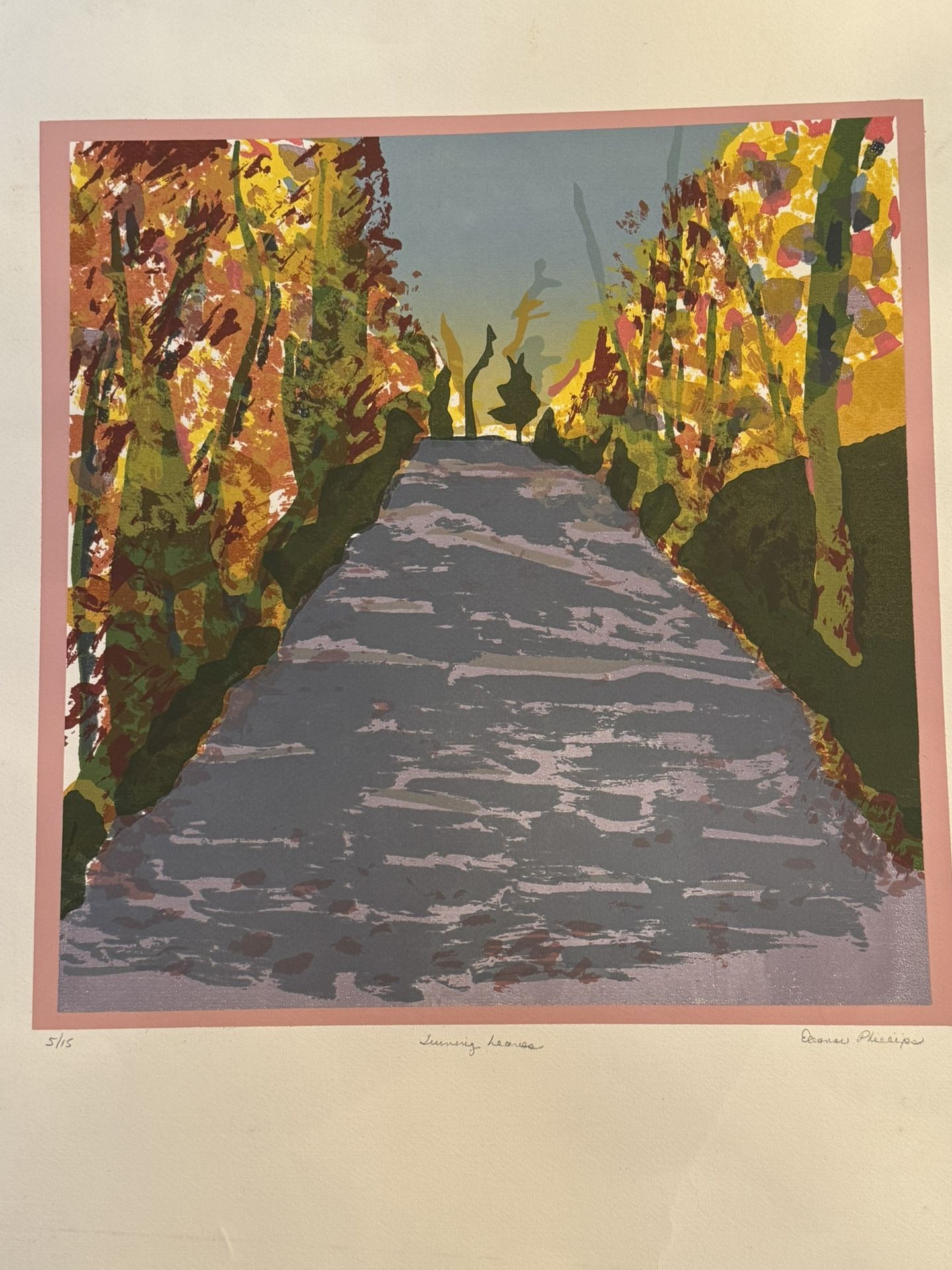 ELEANOR PHILLIPS Listed c1980 Serigraph "Turning Leaves" Signed/Numbered 5/15