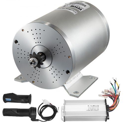 VEVOR 1800W Electric DC Motor Kit - 48V 4500rpm Brushless Motor with 33A High Speed Controller and Throttle Grip Kit for Go Karts E-Bike Electric Thro
