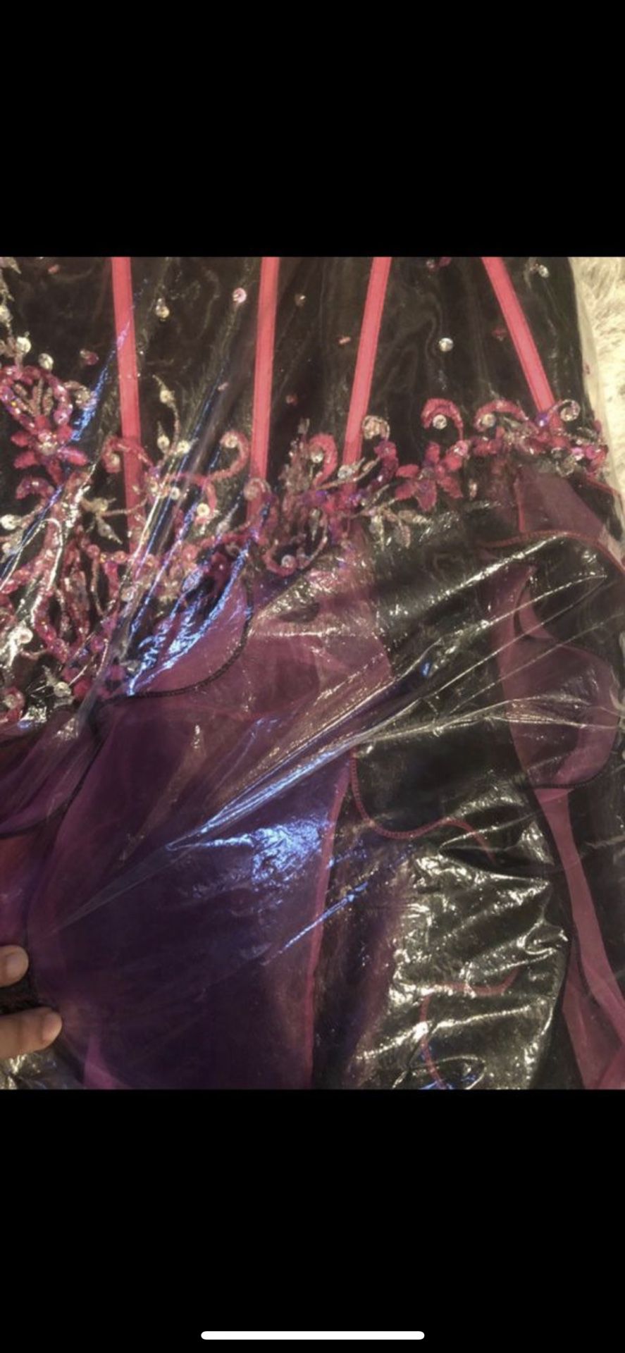 New NEVER worn before ball gown size 10 purple with sequence. Prom dress, ball gown, Halloween, Quinceanera, beautiful gown. Purple/black and pink an