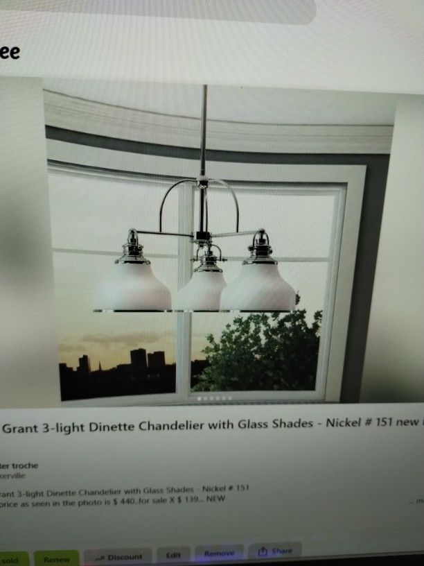 Quoizel Grant 3-light Dinette Chandelier with Glass Shades - Nickel # 151