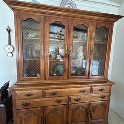 Antique Wood and Glass Hutch 