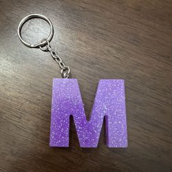Glitter Initial Keychain