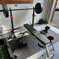 Weight Set, Bench And More Weights & Bar 