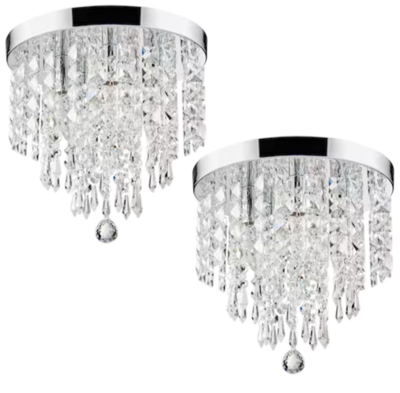 Set of 2. 11”DIA. Bring the sparkle and glamor of the Roaring Twenties to your home with our 5-Bulb crystal chandelier ceiling light fixture. Clas