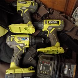 Ryobi Drills Battery's And Charger