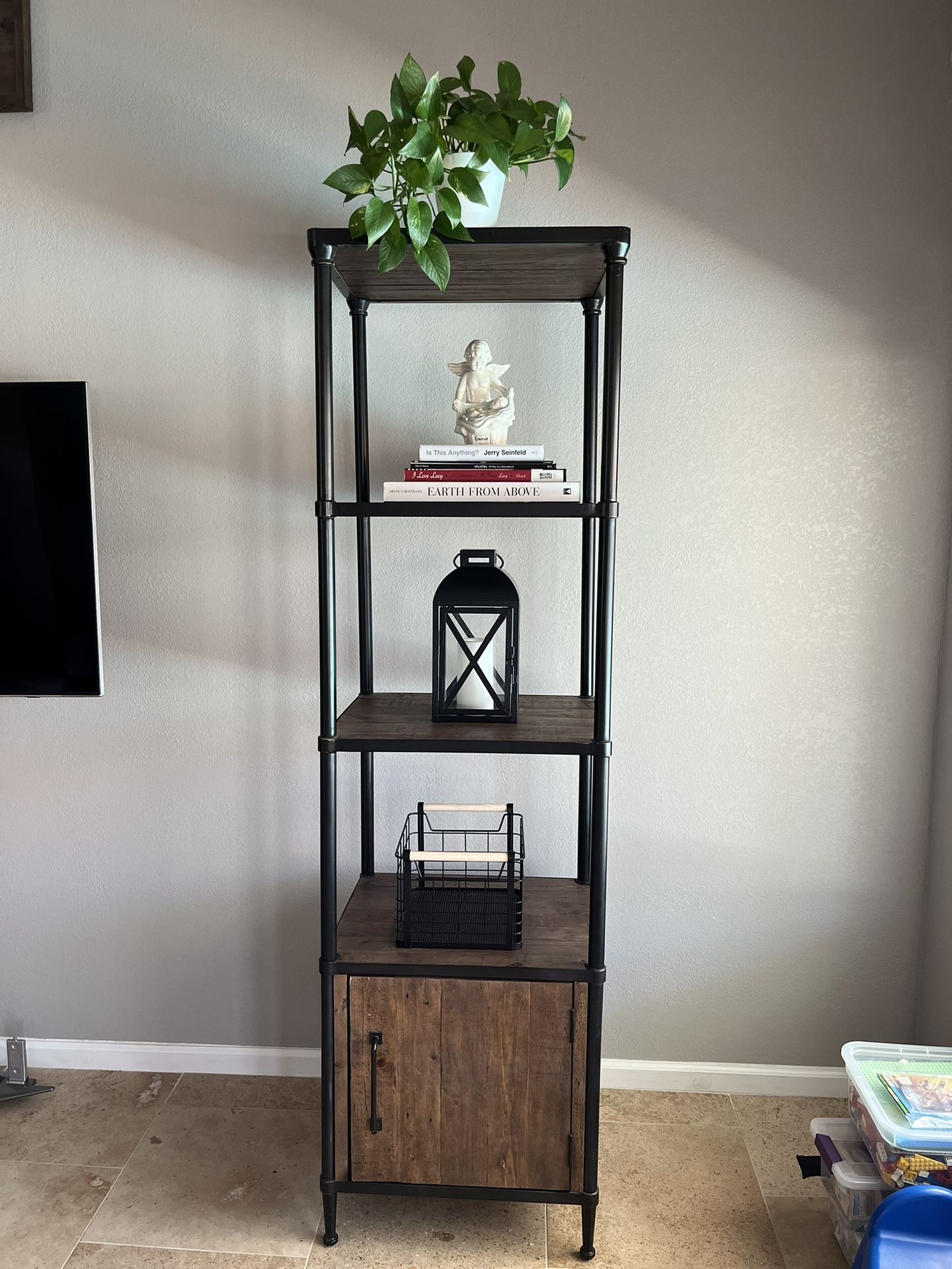 Two (2) Pottery Barn Reclaimed Wood Open Shelves With Storage - Juno Collection