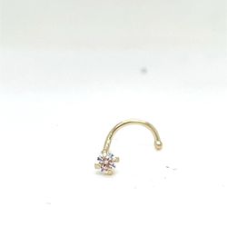 14KT Yellow Gold CZ Nose Piercing 0.10g 2mm 190330