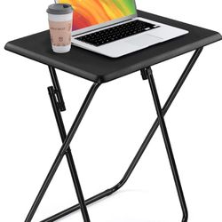 HUANUO Folding table for TV, stable table without the need for assembly, TV tray for eating, folding tables for snacks for bed and sofa (black)