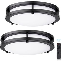 Flush Mount Ceiling Light with Remote: 2 Pack 10 Inch Lights fixture, 3000K-4500K-6000K Adjustable 3 Color Temperature, Dimmable Lighting Fixtures for