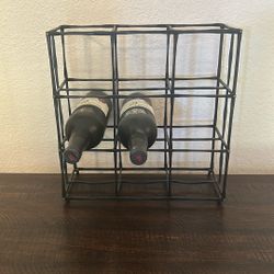 Bronze/Brown Tone 9 Slot Metal Freestanding Wine Bottle Storage Rack
