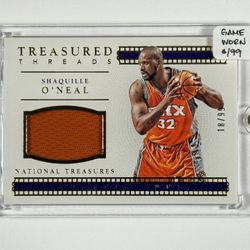 2015-16 Panini National Treasures Treasured Threads #29 Shaquille O'Neal Game Worn Patch Relic #/99