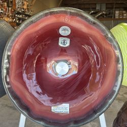 Handcrafted Red Glass Vessel Sink
