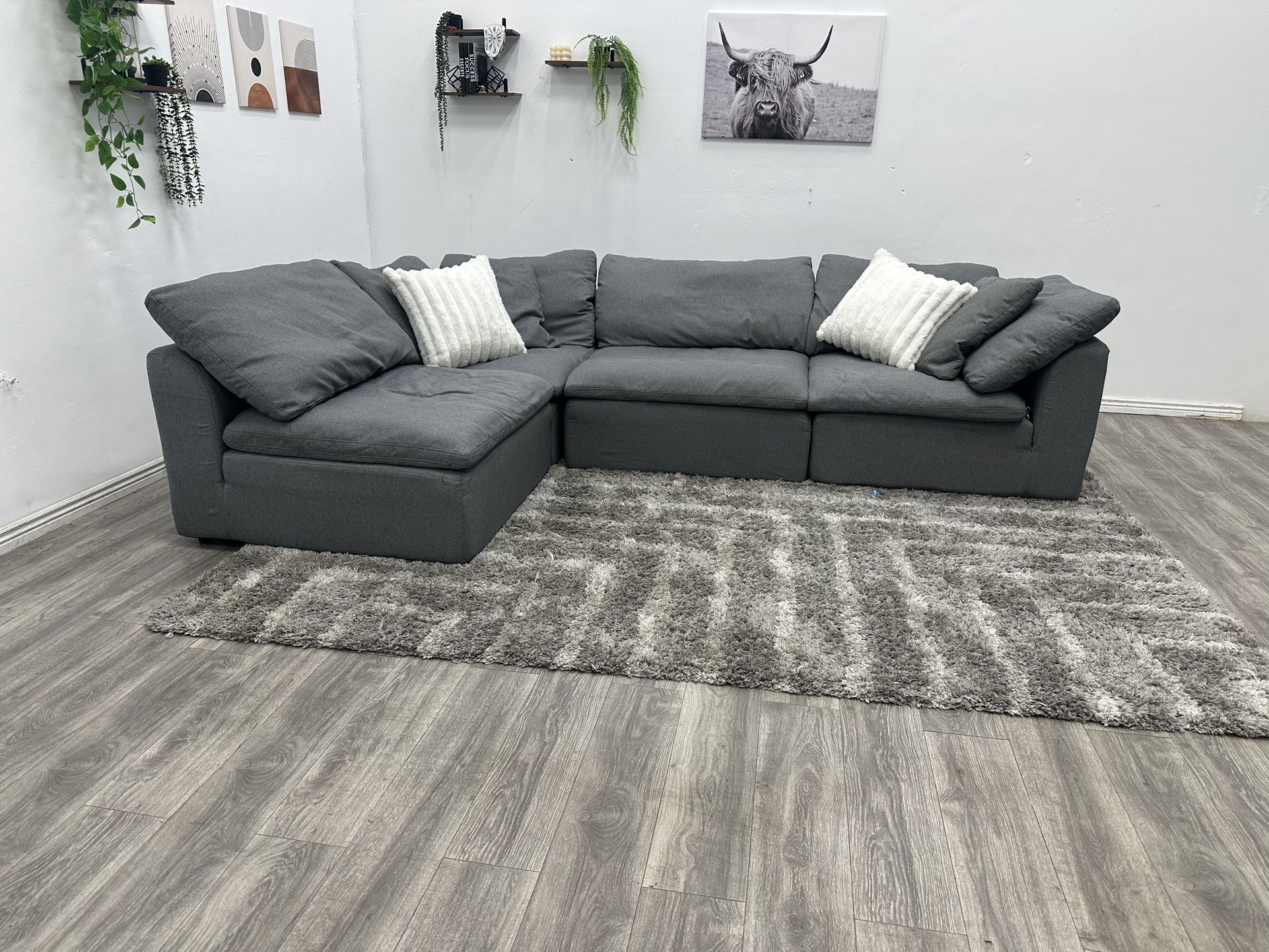 Grey Cloud Sectional Couch - Free Delivery