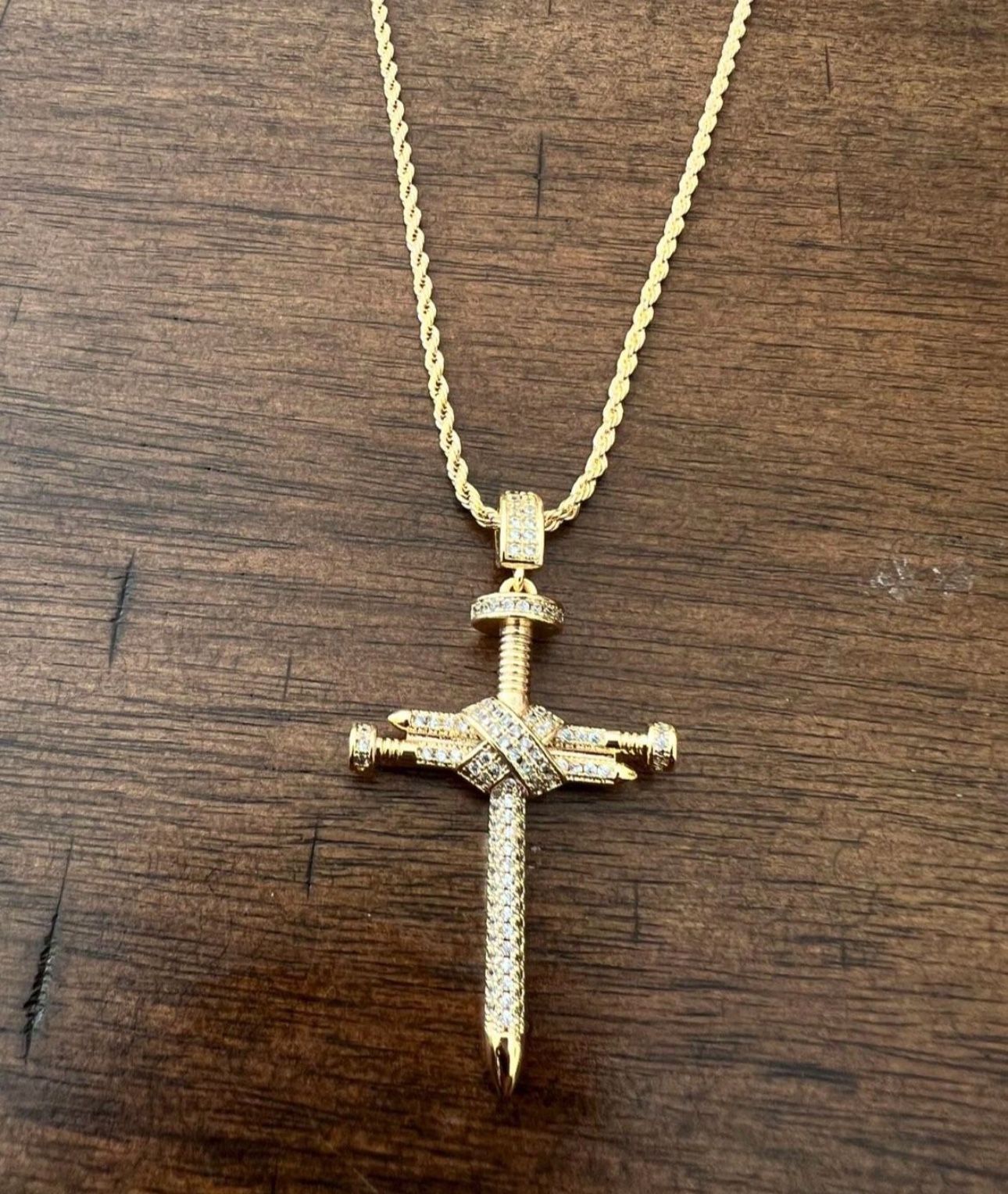 Gold Filled Rope Chain With Cross Pendant