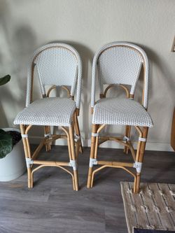 Serena & Lily Riviera Rattan Bar stools Set $350 for both gray color