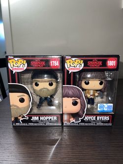 Jim Hopper & EXCLUSIVE Joyce Byers Stranger Things Season Five Funko Pops #1784 #1801 Television TV