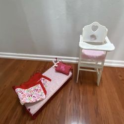Doll High Chair and Bed 