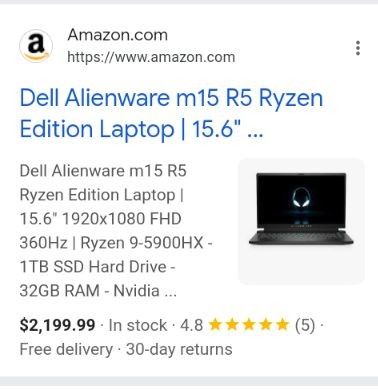 Alienware M15 R5 Ryzen 9 RTX 3070