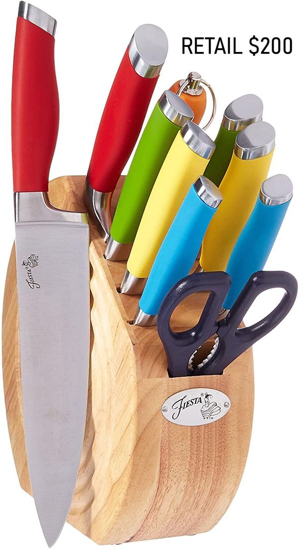 New Fiesta 11 Piece Cutlery Knife Block Set, Multicolor for Sale in MD
