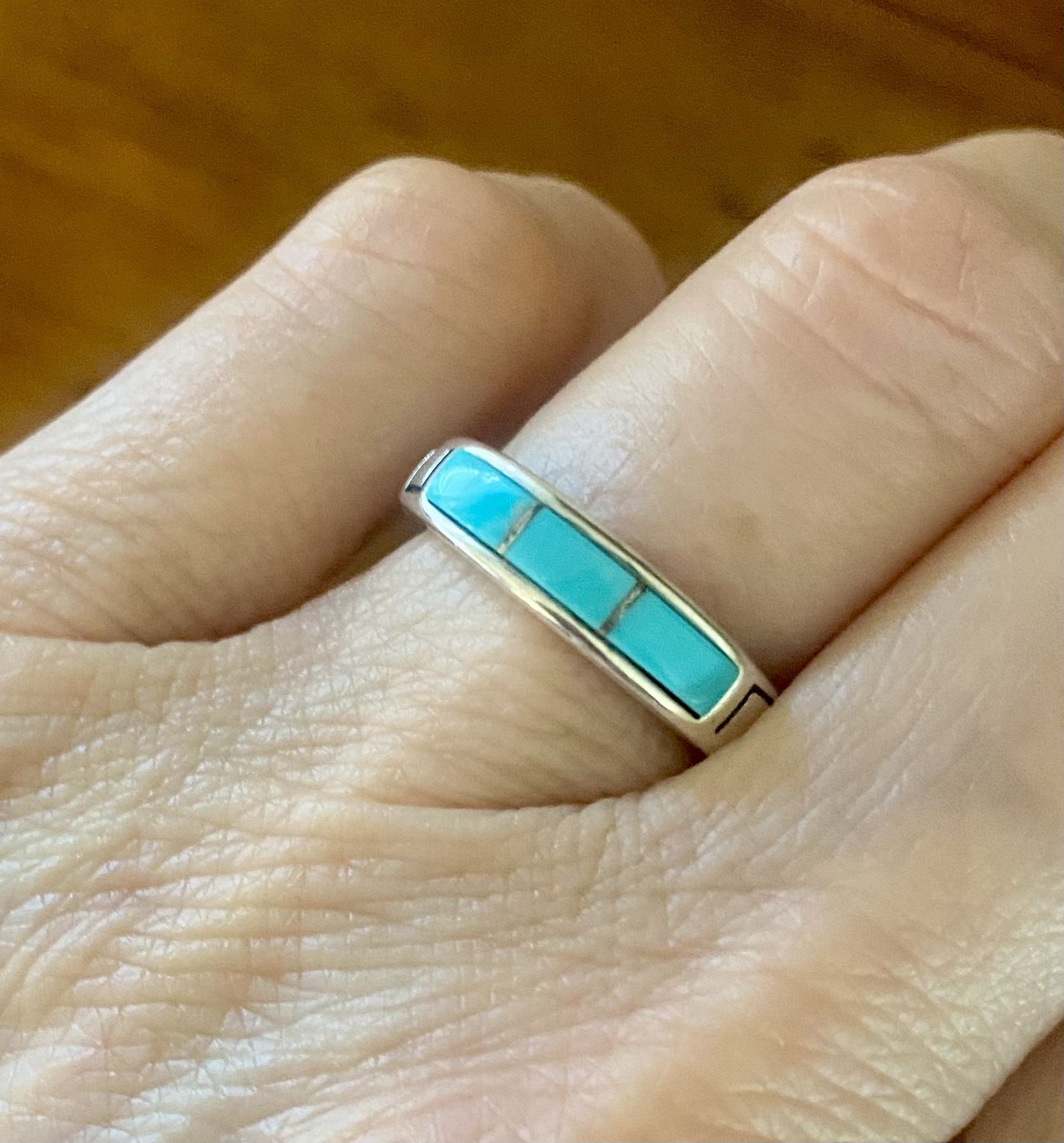 Waldeck Johnson Sterling Silver with Turquoise Inlay Ring size 6