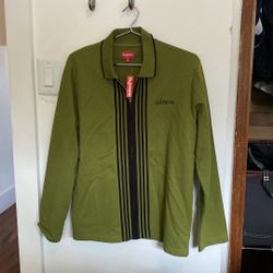 Supreme Zip Up Polo Olive Green