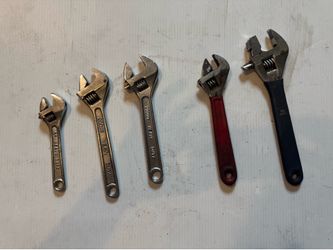 Lot of 5 Assorted Adjustable Wrenches
