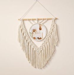 Boho Round Wall Mirror Macrame Wall Hanging Circle Hanging Mirror for Over Sink Bedroom Living Room Apartment Entryway Girl Bedroom Decoration Vanity