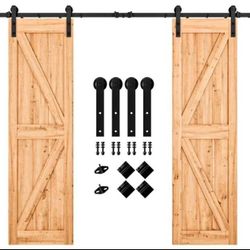 Double Barn Door Hardware Kit, Fits 24" Wide Door Panels (DOOR NOT INCLUDED)