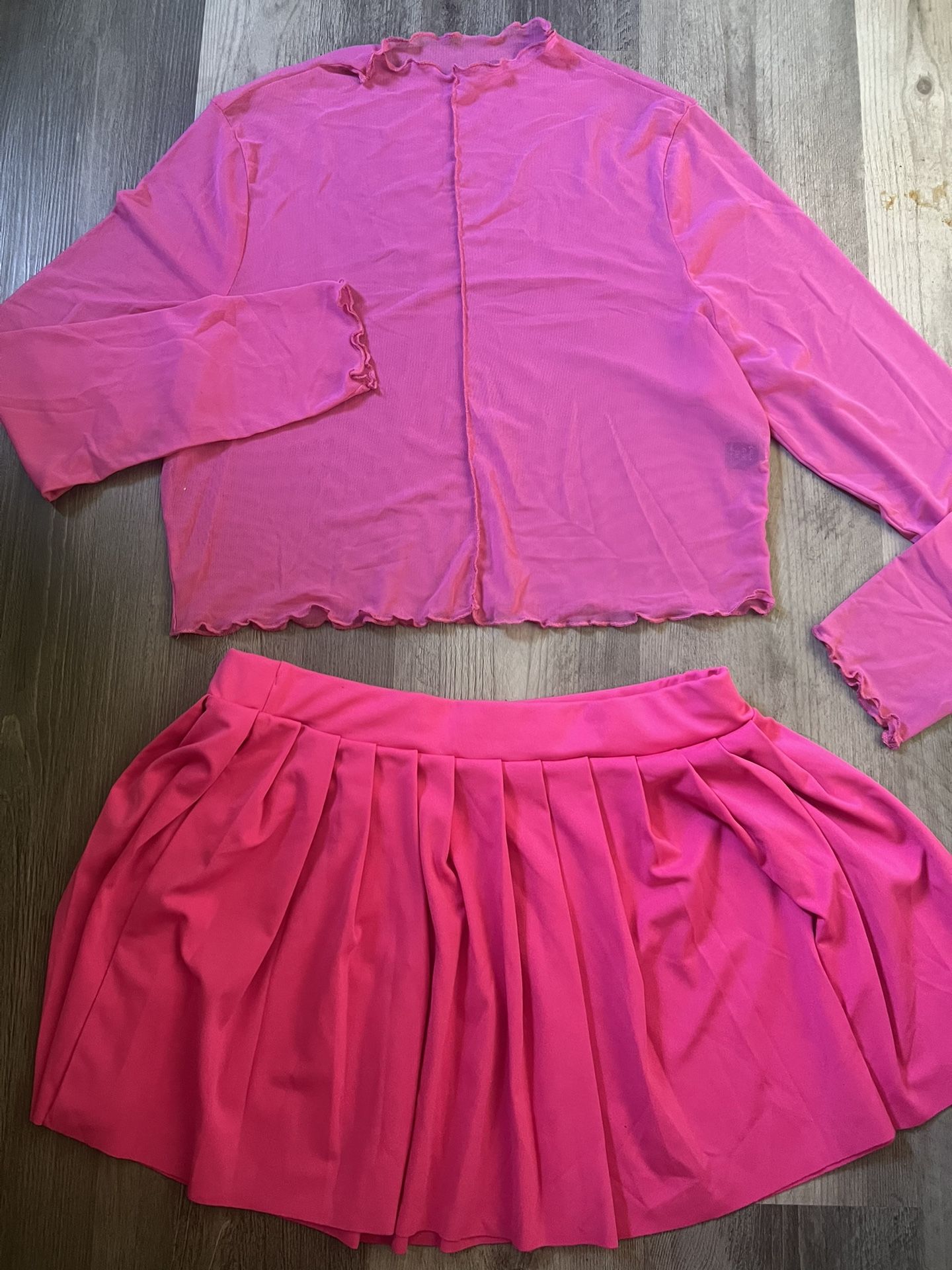 Women Plus Size Mesh Top And Mini Skirt